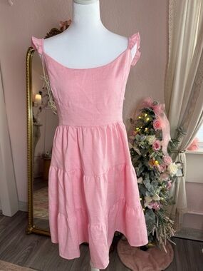 Altar'd State Pink Tiered Ruffle Strap Sundress